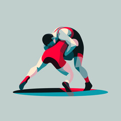 Obraz premium illustration of a man wrestling flat style vector illustration 