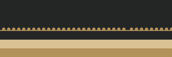A minimalist illustration showing a dark background with a tan border and circular embellishments line