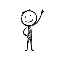 friendly man with a smile simple one line vwctor image doodle style
