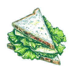 ham and cheese sandwich vector doodle style image 