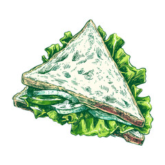 ham and cheese sandwich vector doodle style image 