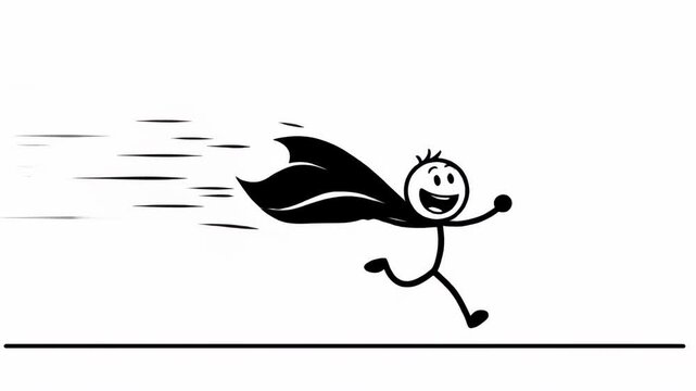 Stick Figure Superhero Running Fast - A Dynamic Animation.