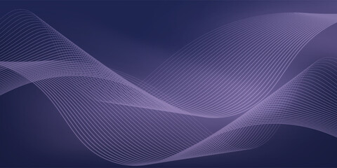 Dark abstract background with glowing wave. Shiny moving lines design element. Modern purple blue gradient flowing wave lines. Futuristic technology concept. Vector illustration