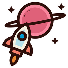 space exploration rocket icon illustration