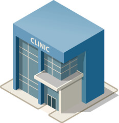 Isometric medical clinic building