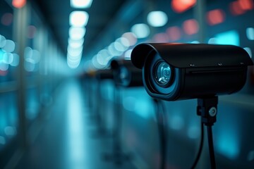 Obraz premium Abstract Artistry: Transforming Security Cameras and Access Control Systems into Futuristic Masterpieces