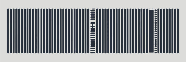 A gray background featuring numerous black vertical lines with varying patterns and spacing throughout it all