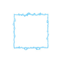 Abstract Neon Square Frame with Textured Edges on Black Background