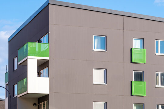 Geometric architecture with refined housing lines shaping an urban composition in contemporary sweden, stockholm, stora ursvik refined through residential facade contrast