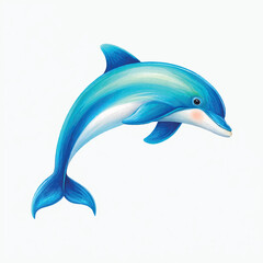 Obraz premium Cute Cartoon Dolphin Illustration, Playful Blue Marine Animal Character