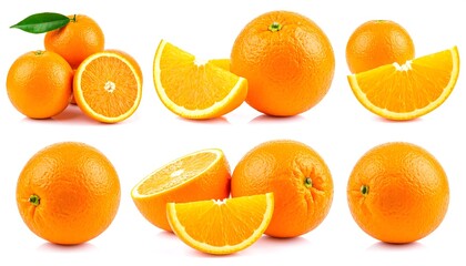 Vibrant Orange Collection - Fresh Citrus Fruits in Various Forms.