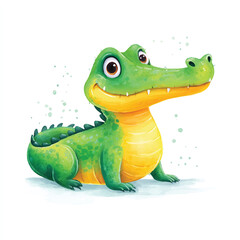 Fototapeta premium Cute Cartoon Alligator Character Smiling Illustration
