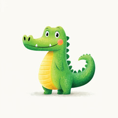 Naklejka premium Cute Cartoon Alligator Character Illustration for Children's Design