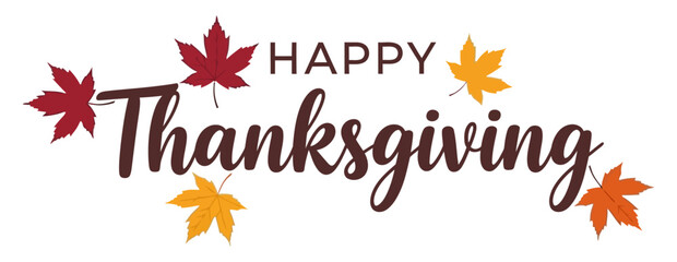 Happy Thanksgiving Design with Autumn Leaves Vector Graphic Illustration