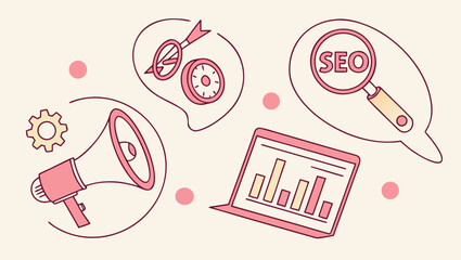 Illustration of search engine optimization and digital marketing strategy