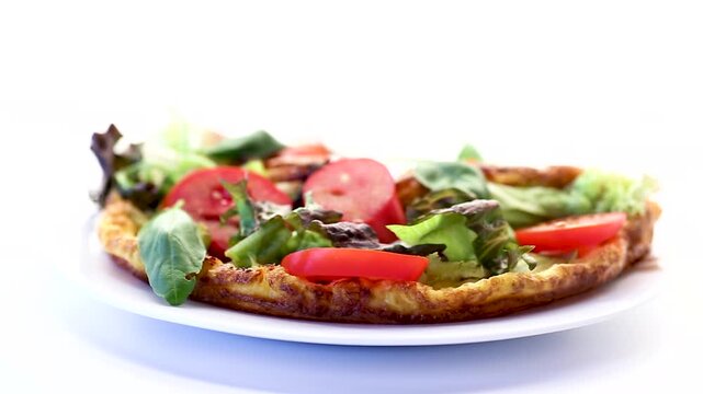 Diet frittata with fresh lettuce and pepper