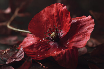 Naklejka premium top view remembrance day poppy