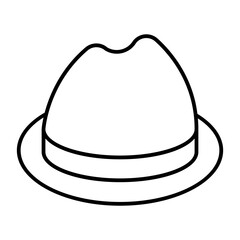 Hat with belt and visor thin line icon, winter headwear concept. Vector graphics. Stylish hat for men, headwear sign on white background, style icon mobile or web design.