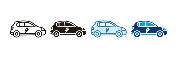 Electric Car Icon Set Multiple Style Collection