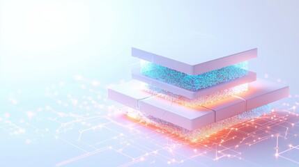 Exploring the Technological Landscape: A Stunning Stack of Boxes Against a Striking Blue Background Symbolizing Future Innovation in Cloud Computing