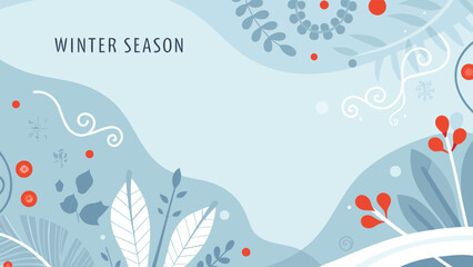 Scandinavian style winter foliage composition featuring pine branches berries and subtle decorative elements in a clean natural aesthetic