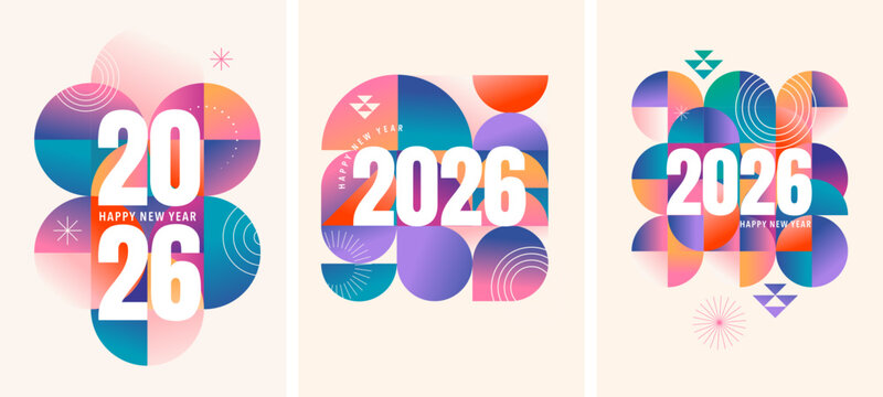 Fototapeta Abstract colorful geometric Happy New Year 2026 templates 