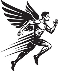 Winged runner athletic man speed illustration