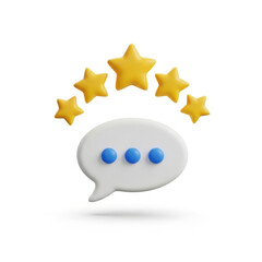 3d star rating and chat bubble isolated on transparent background