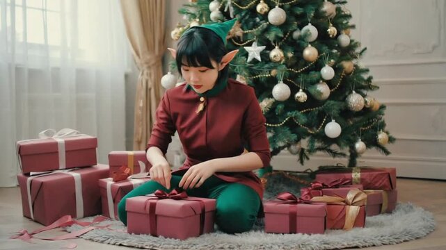 Elf Building Christmas Toys Inside Santa&rsquo;s Magical Workshop