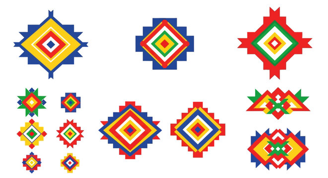 Rustic Scandinavian Sami Geometric Pattern Vector Set Seamless Traditional Clothing Motifs