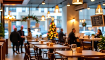 Blurred image a cozy gathering spot in an urban setting modern interior design for a warm atmosphere and social vibe