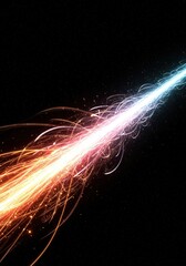 Dynamic abstract representation of a powerful energy wave moving through space, featuring vibrant glowing light particles and flowing lines ,ripple ,graphic ,purple