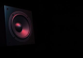 Dynamic audio loudspeaker with a visible cone in motion, creating immersive sound. Essential for enhancing any sound experience or music playback ,transducer ,audio output ,powerful sound