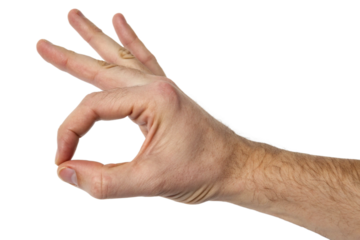Hand making an OK gesture, symbolizing approval, agreement, positivity, confidence, satisfaction, success, communication, nonverbal expression, gesture recognition, encouragement, and supportive 