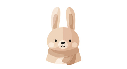 A cute cartoon illustration of a bunny wearing a scarf, perfect for children's designs.