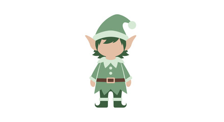 A cute cartoon elf character wearing a green outfit and hat, standing with pointed ears.