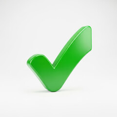 3d green check mark isolated on transparent background