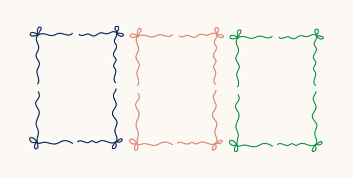 Hand drawn vintage frames in marine sea coastal style. Minimalist coquette vector borders. wedding, birthday party, invitations.