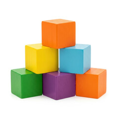 3d colorful building blocks stacked pyramid isolated on transparent background