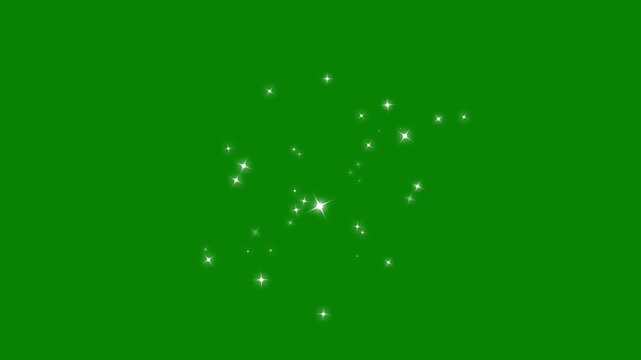 Glitter sparkle burst effect overlay, twinkling starry night sky, looping animation, luxury white glitter sparkles, bokeh light lights effect, Flying through the christmas stars on green screen. 4k