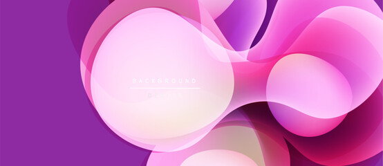 Abstract pink purple layers create flowing dynamic background. Soft gradients suggest movement, depth, modern design aesthetic.