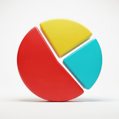 3d pie chart isolated on transparent background