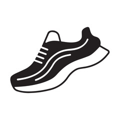 Black and White Silhouette of a Modern Running Shoe sneaker athletic shoe