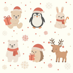 Cute Festive Winter Animals Collection