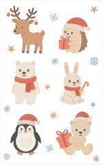 Christmas Animals Vertical Design Elements