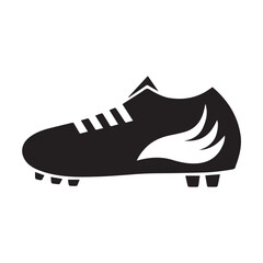 Black Silhouette of a Soccer Cleat with Wing Detail football boot shoe