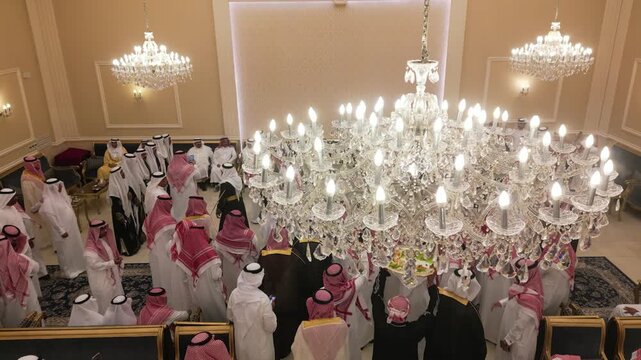 DAMMAM, SAUDI ARABIA - JUNE 19, 2025: Traditional Saudi wedding reception i