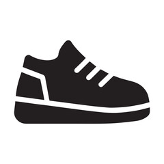 Black silhouette of a modern athletic sneaker on a white background Keywords: sneaker, athletic