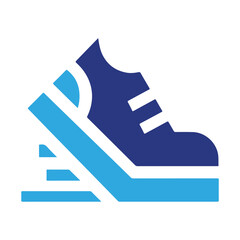 Blue and light blue abstract sneaker icon on a white background Keywords: sneaker, athletic shoe