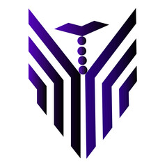 Abstract purple medical logo design isolated on transparent background modern healthcare symbol with geometric shapes and gradient effect for clinic or pharmaceutical company